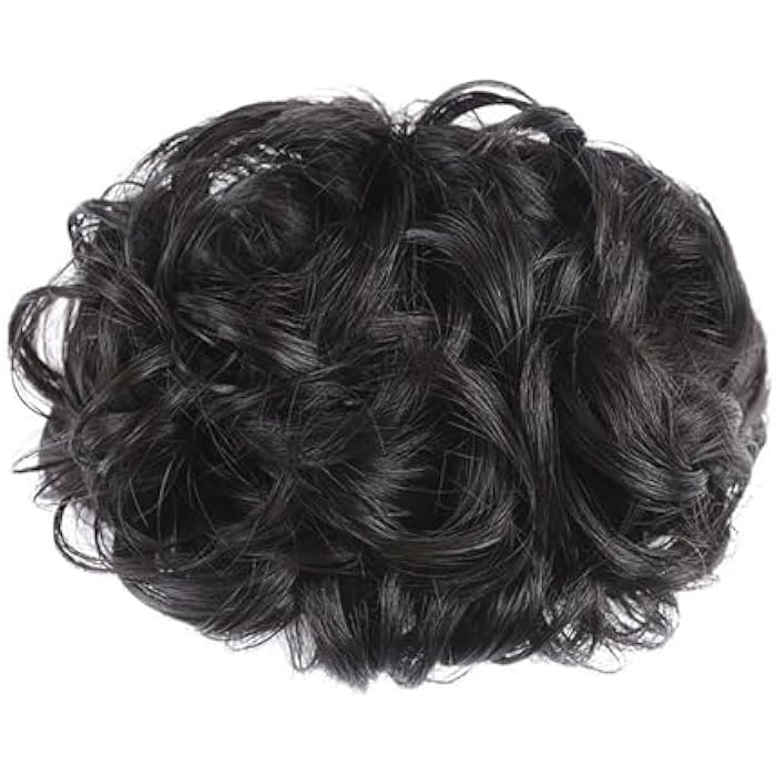 ORiTi Claw Clip Messy Bun Hair Extensions Wavy Curly Chignon Hair Buns Tousled Updo Hairpieces Scrunchie with Clip for Women Natural Black - Image 2